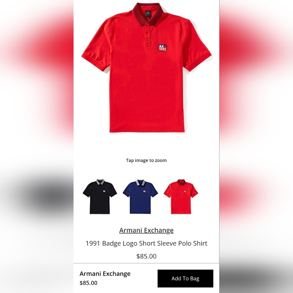 Brand New Armani Exchange Bold Red Polo - Picture 2 of 7